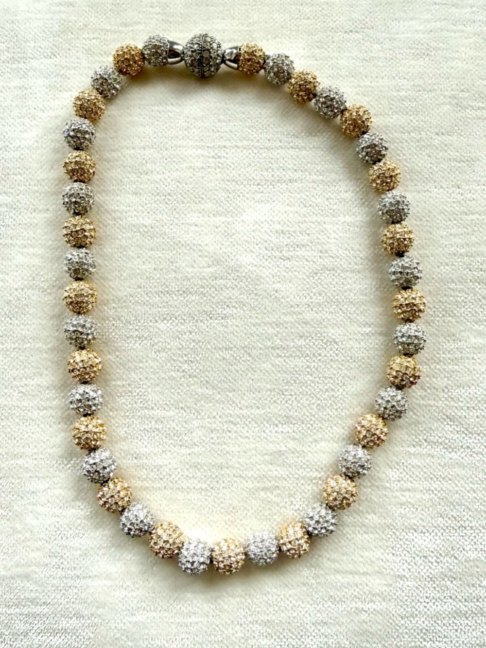 Gold and Silver Beaded Statement Necklace - Women Jewelry Italy 925